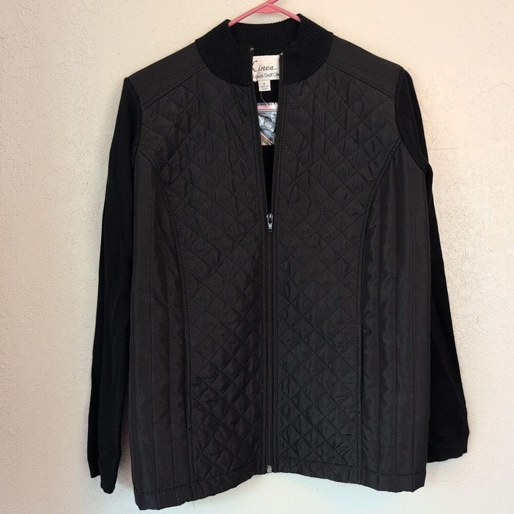Quilted Zipper Sweater Jacket 8 Black Stretch Whimsigoth Capsule Classic Preppy